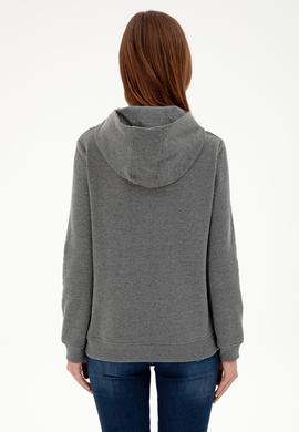 Kadın Antrasit Melanj Basic Kapüşonlu Sweatshirt - 50296931056