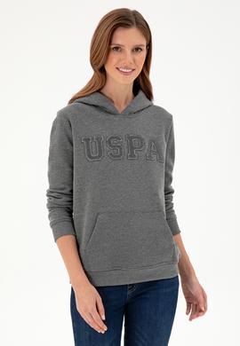 Kadın Antrasit Melanj Basic Kapüşonlu Sweatshirt - 50296931056