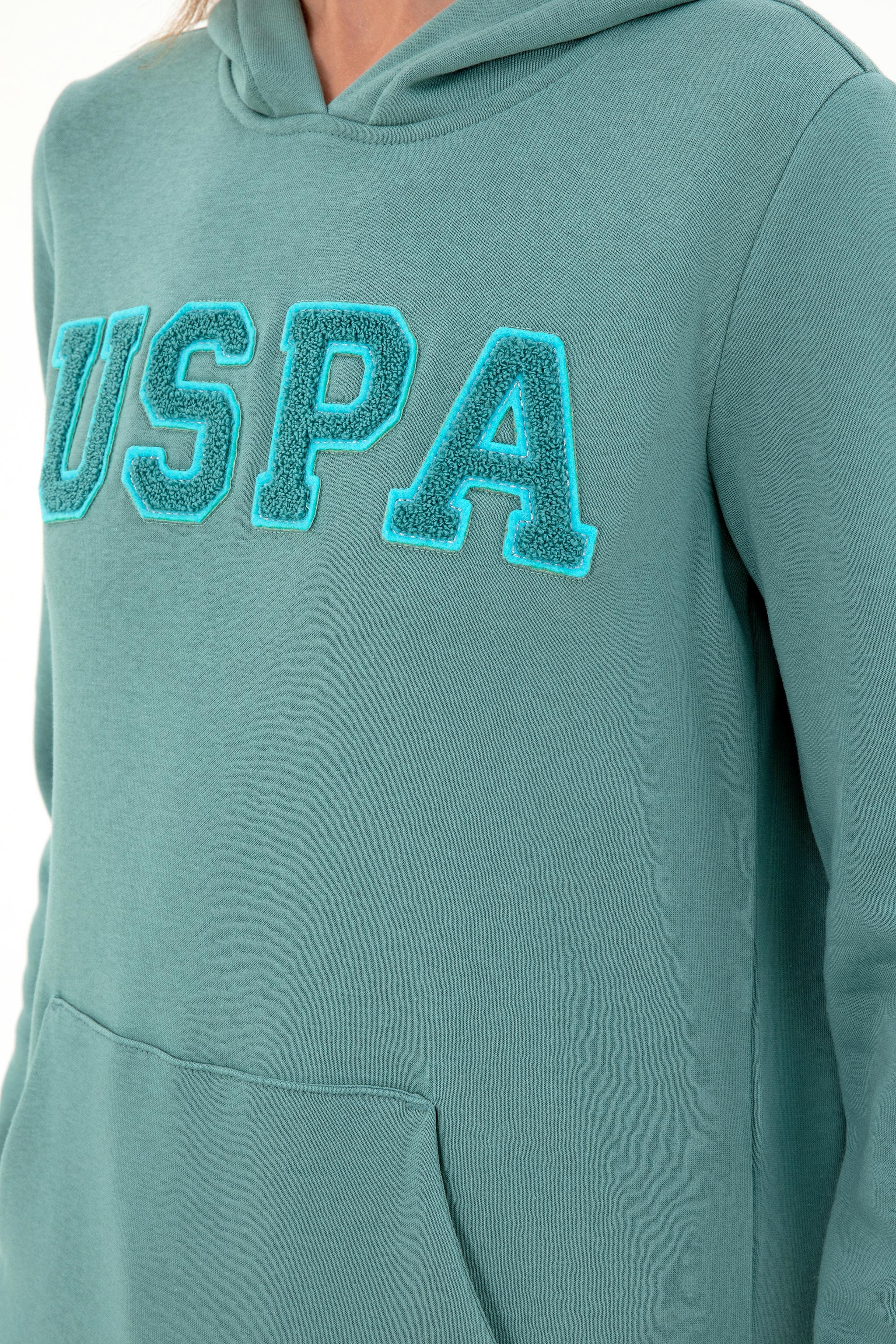 Kadın Mint Basic Kapüşonlu Sweatshirt - Image 7