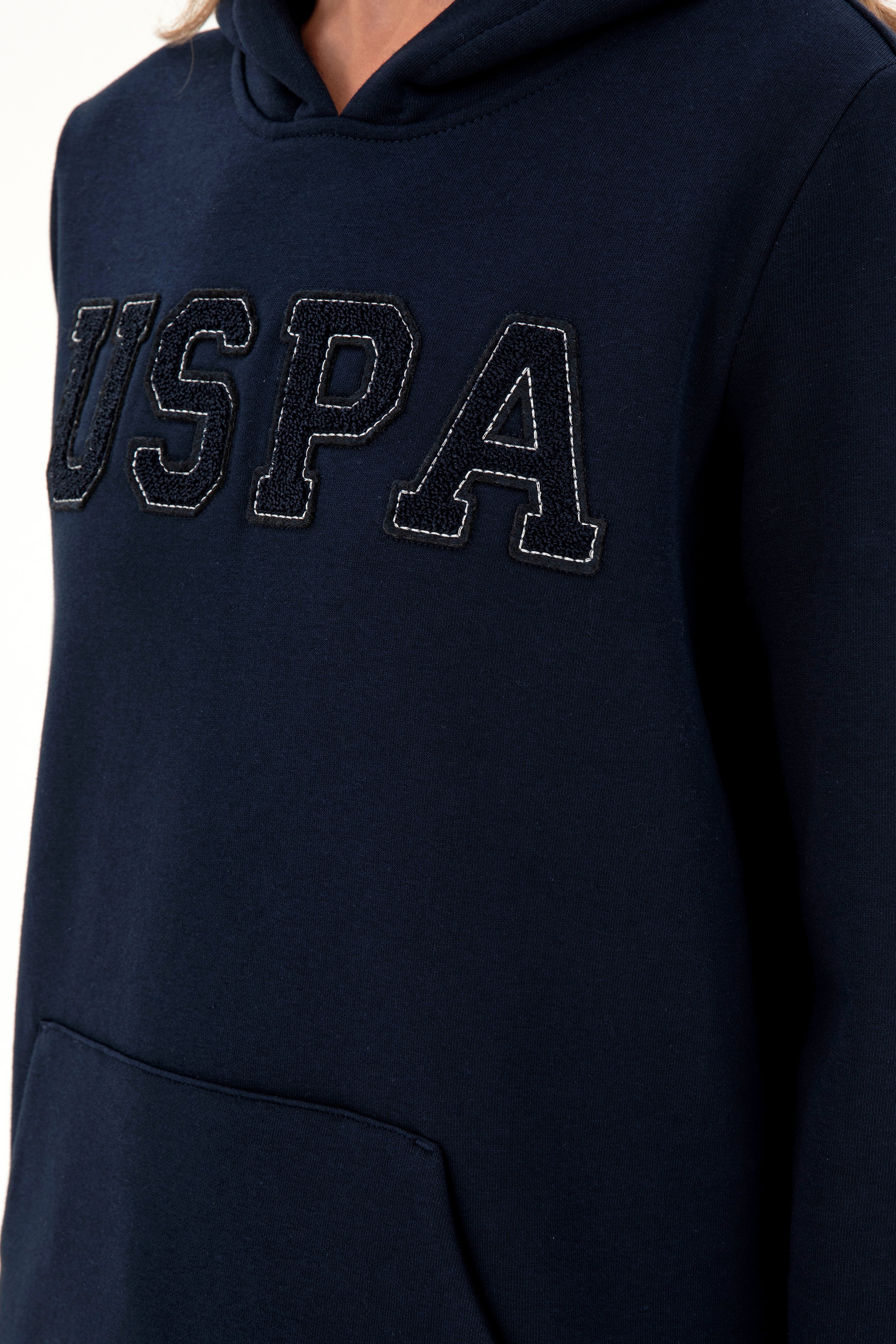 Kadın Lacivert Basic Kapüşonlu Sweatshirt - Image 7