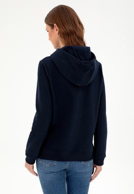Kadın Lacivert Basic Kapüşonlu Sweatshirt - 50296931003