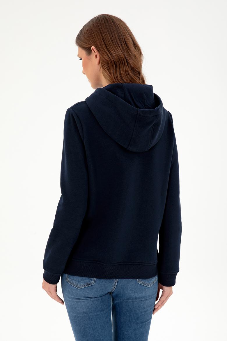 Kadın Lacivert Basic Kapüşonlu Sweatshirt - 50296931003