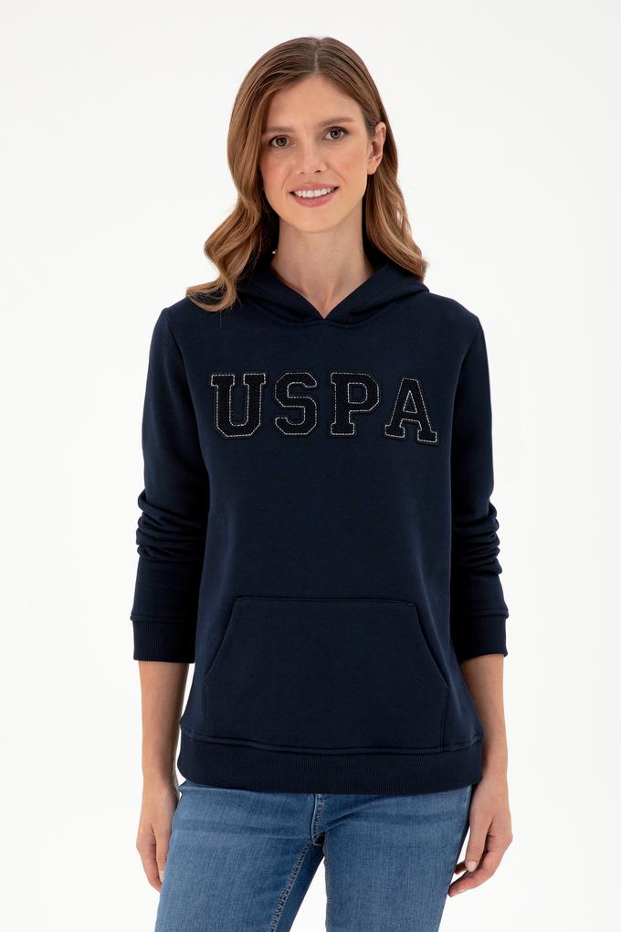 Kadın Lacivert Basic Kapüşonlu Sweatshirt