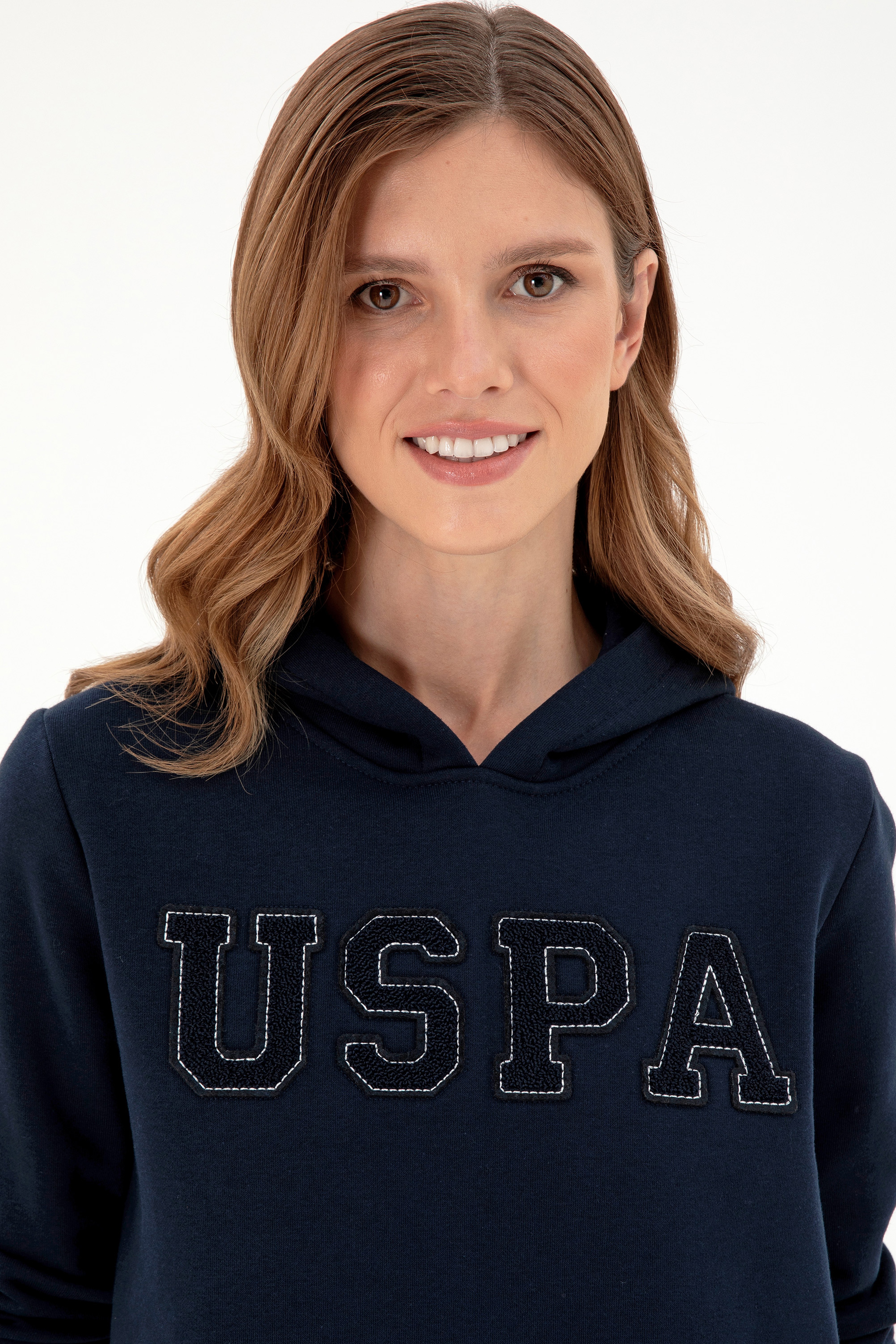 Kadın Lacivert Basic Kapüşonlu Sweatshirt - Image 2