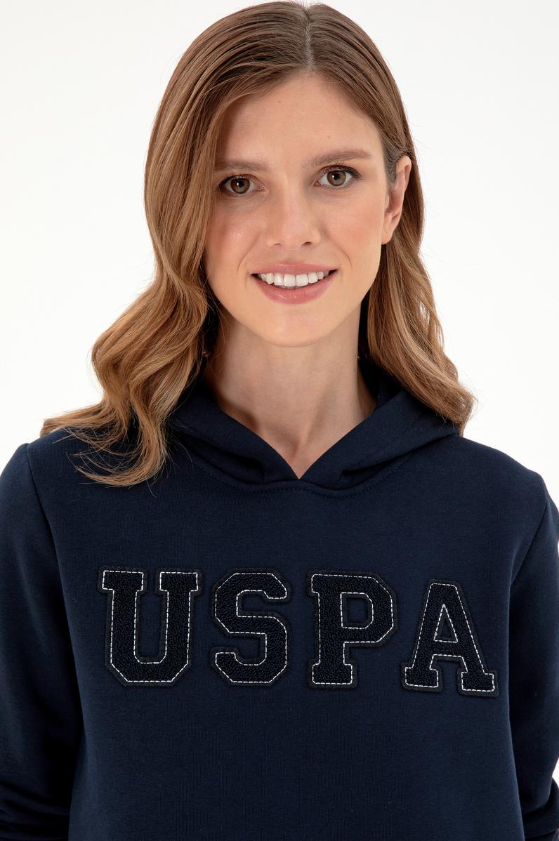 Kadın Lacivert Basic Kapüşonlu Sweatshirt