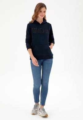 Kadın Lacivert Basic Kapüşonlu Sweatshirt - 50296931003