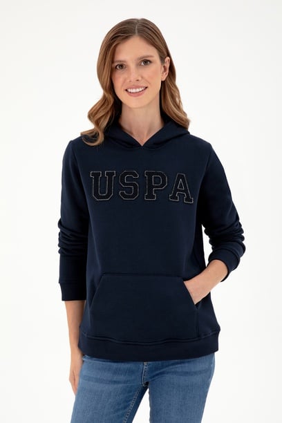Kadın Lacivert Basic Kapüşonlu Sweatshirt