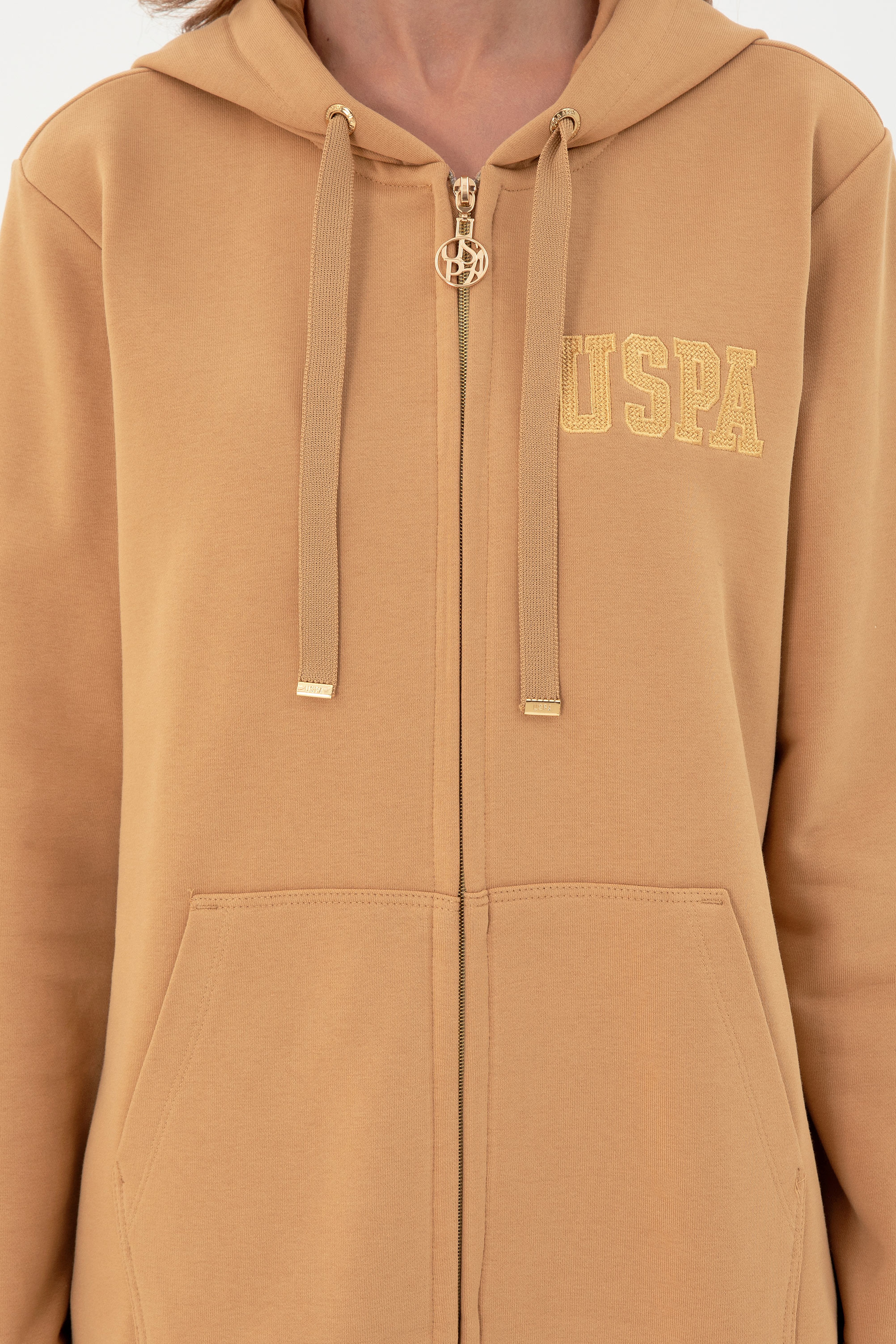 Kadın Camel Kapüşonlu Sweatshirt - Image 6