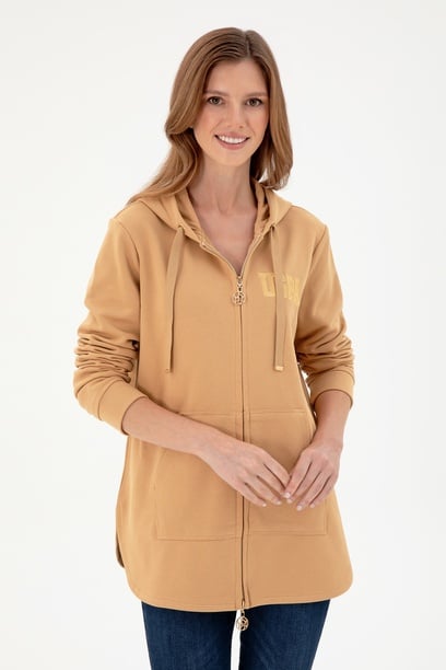 Kadın Camel Kapüşonlu Sweatshirt