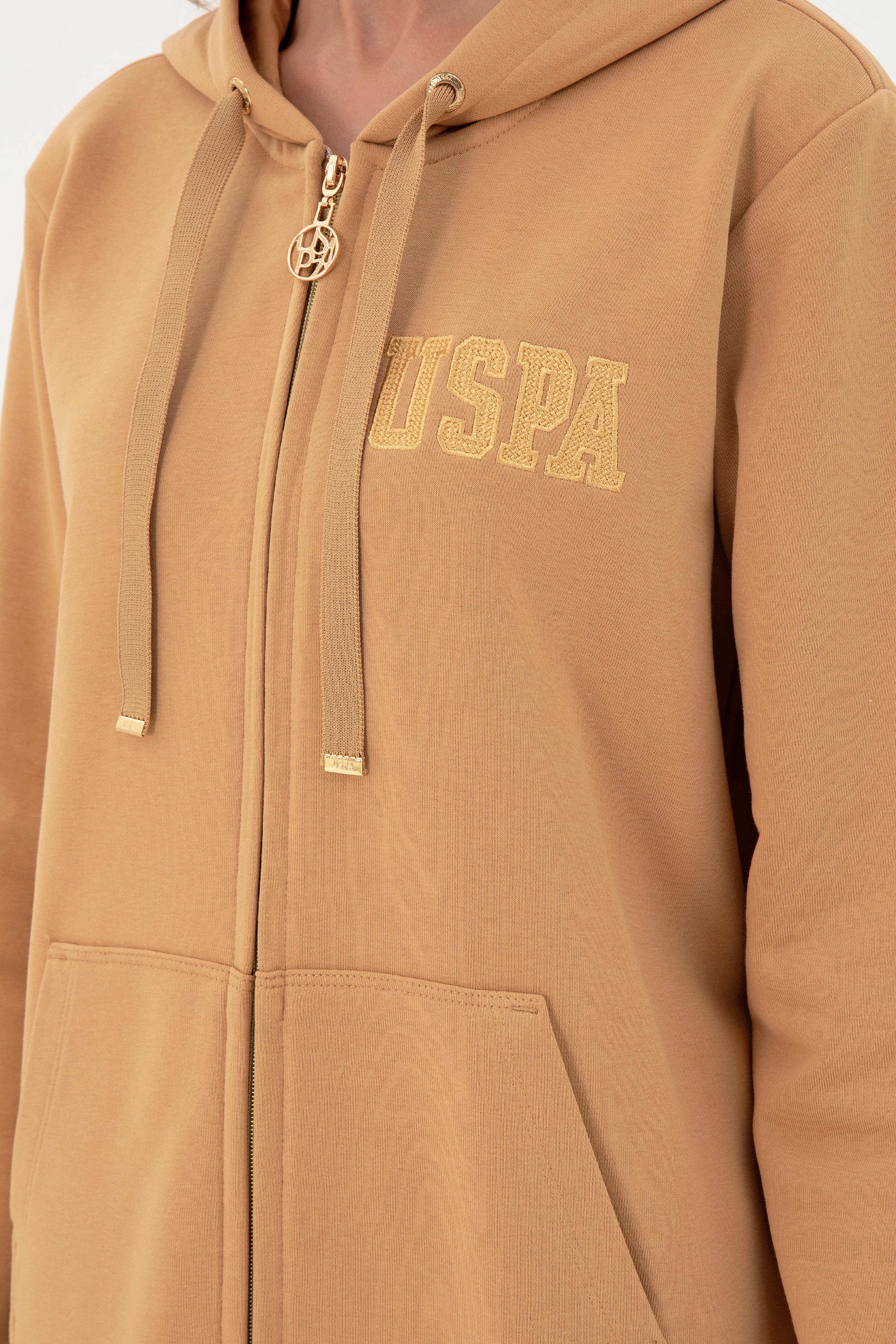 Kadın Camel Kapüşonlu Sweatshirt - Image 7