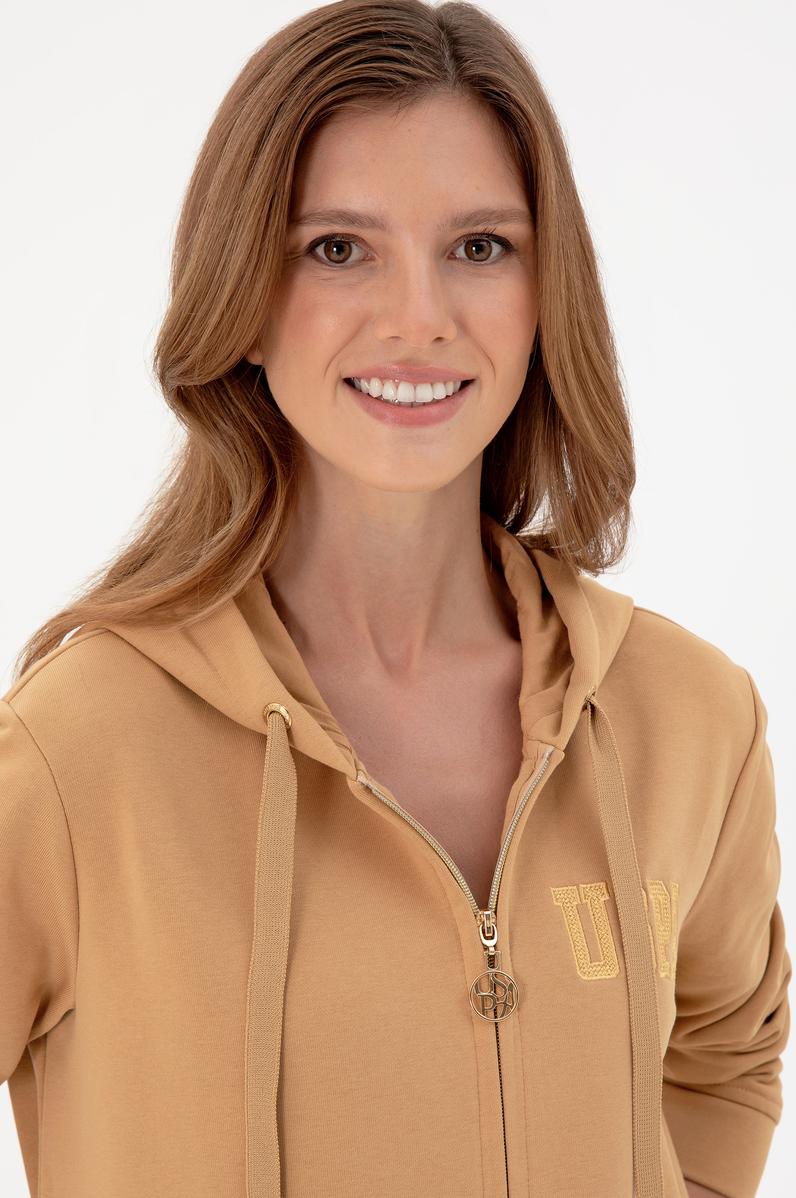 Kadın Camel Kapüşonlu Sweatshirt