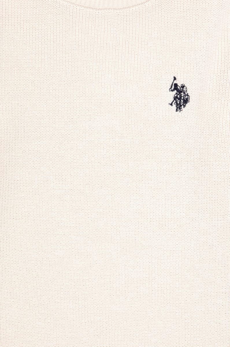 Kız Çocuk Krem Bisiklet Yaka Basic Kazak