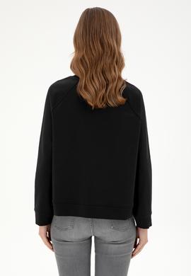 Kadın Siyah Bisiklet Yaka Sweatshirt - 50296903008