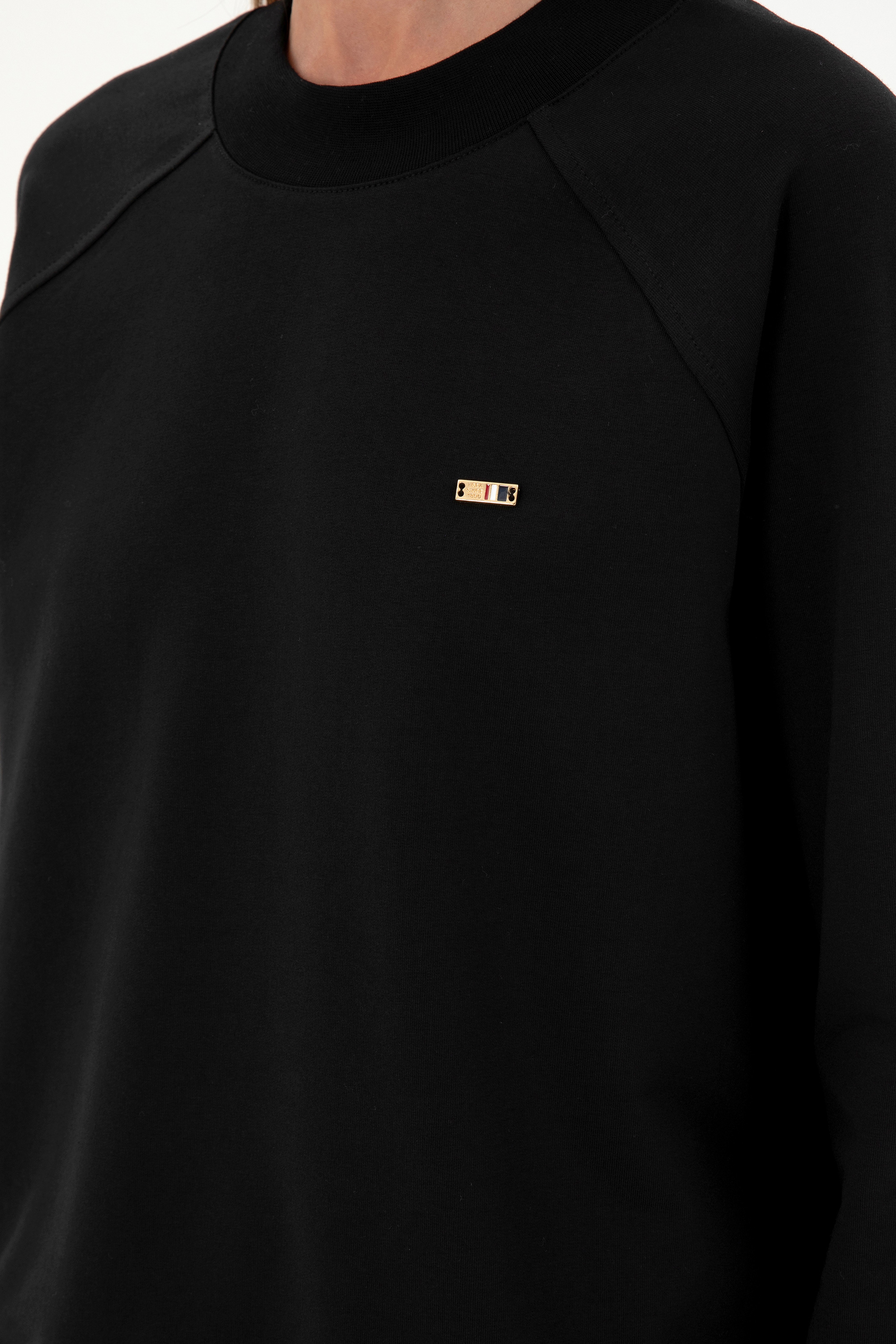 Kadın Siyah Bisiklet Yaka Sweatshirt - Image 7