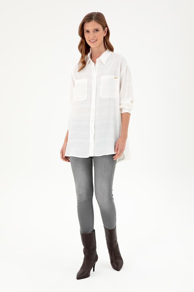 Kadın Krem Uzun Kollu Gömlek - 50291095013