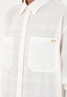 Kadın Krem Uzun Kollu Gömlek - 50291095013