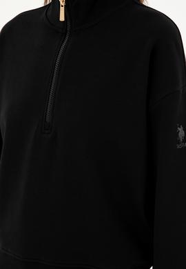 Kadın Siyah Dik Yaka Sweatshirt - 50296874021