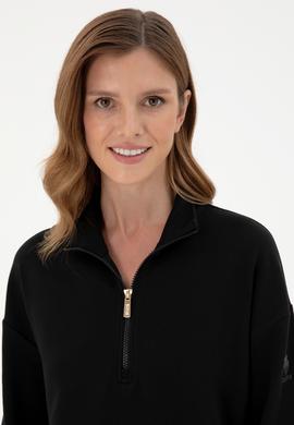 Kadın Siyah Dik Yaka Sweatshirt - 50296874021