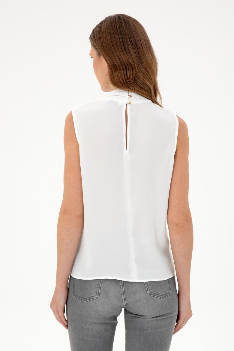 Kadın Krem Kolsuz Bluz - 50293821018