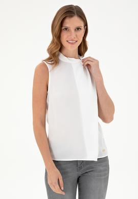 Kadın Krem Kolsuz Bluz - 50293821018