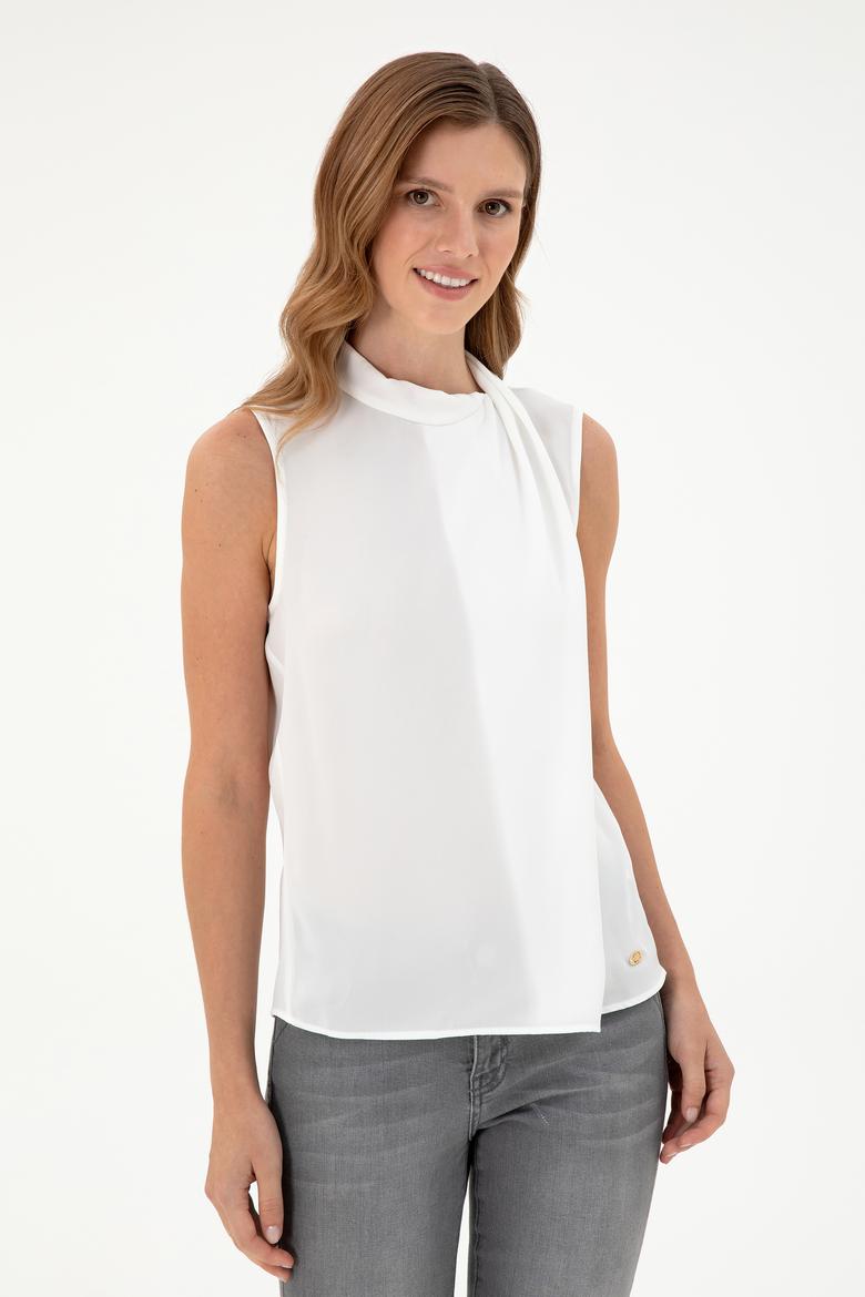 Kadın Krem Kolsuz Bluz - 50293821018