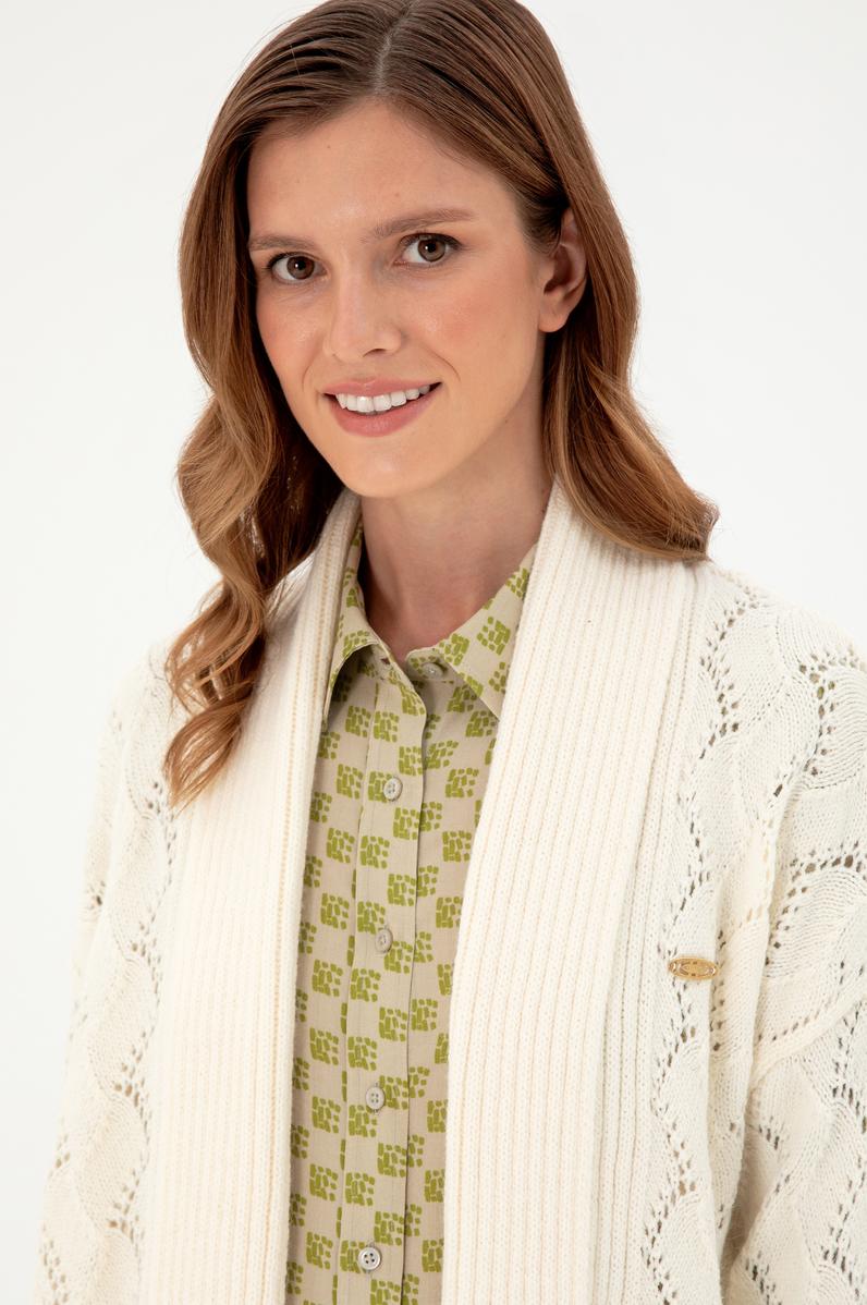 Kadın Krem Triko Hırka