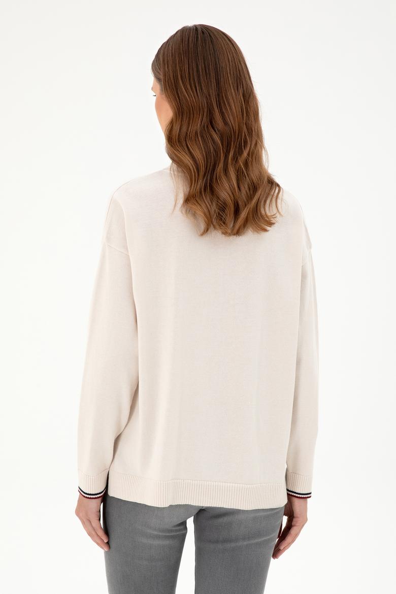 Kadın Krem Polo Yaka Kazak - 50297091019