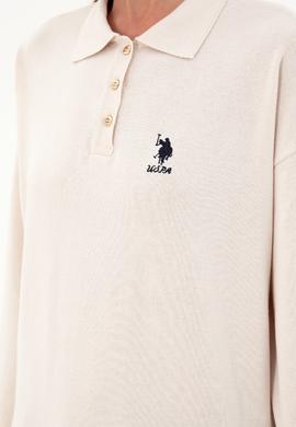 Kadın Krem Polo Yaka Kazak - 50297091019