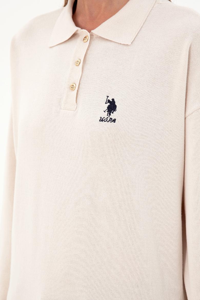 Kadın Krem Polo Yaka Kazak - 50297091019