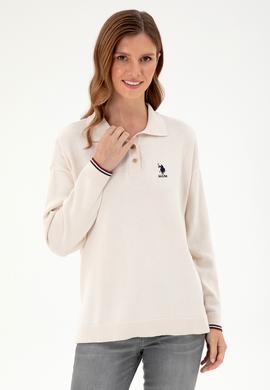 Kadın Krem Polo Yaka Kazak - 50297091019