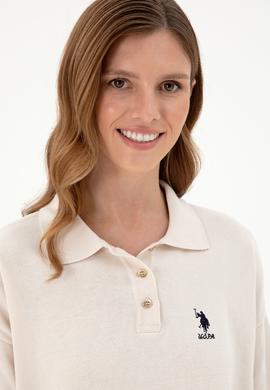 Kadın Krem Polo Yaka Kazak - 50297091019