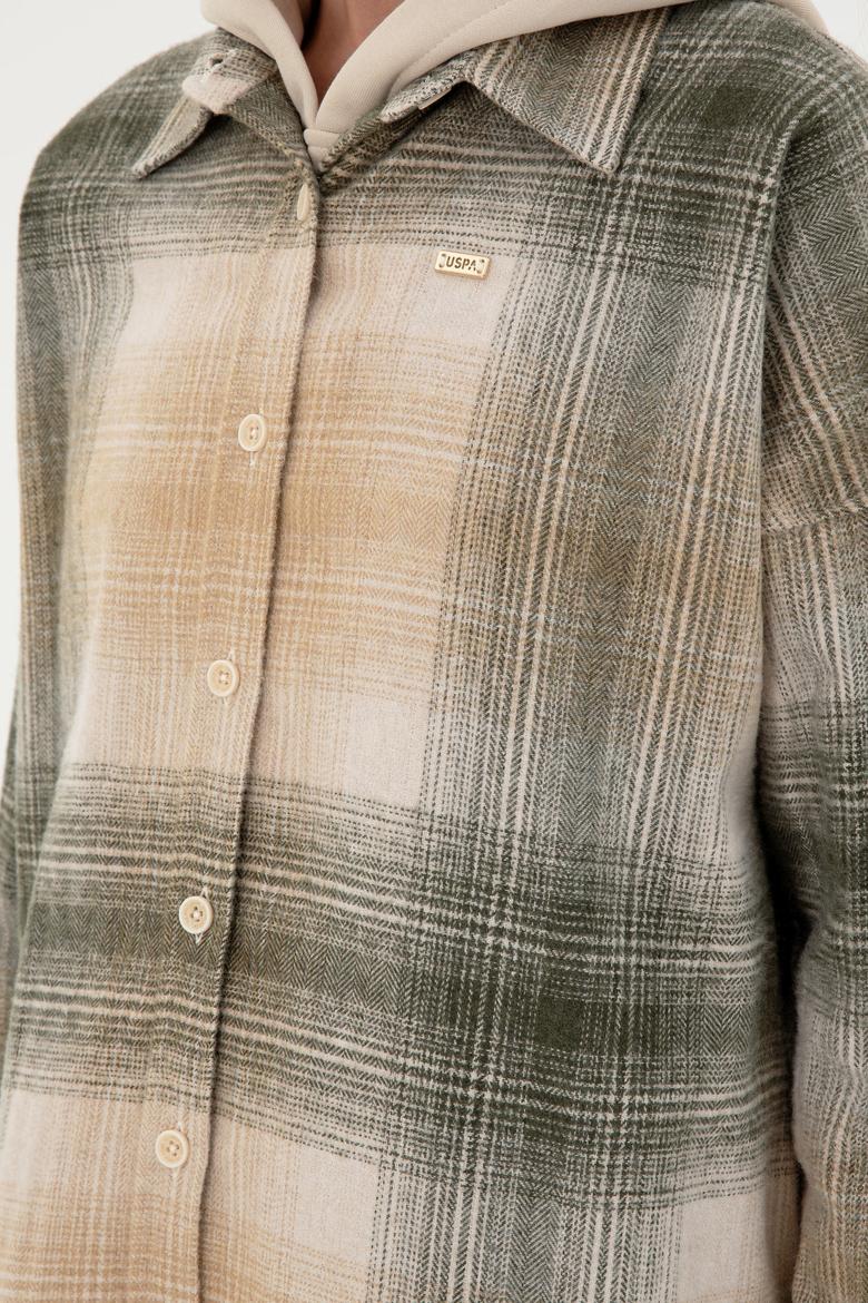 Kadın Haki Uzun Kollu Gömlek - 50297439019