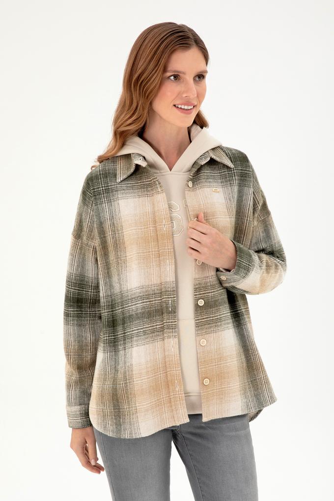 Kadın Haki Uzun Kollu Gömlek