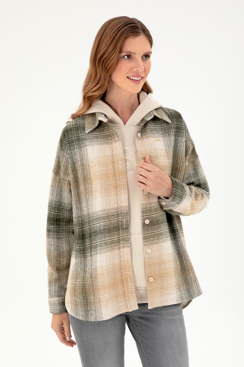 Kadın Haki Uzun Kollu Gömlek