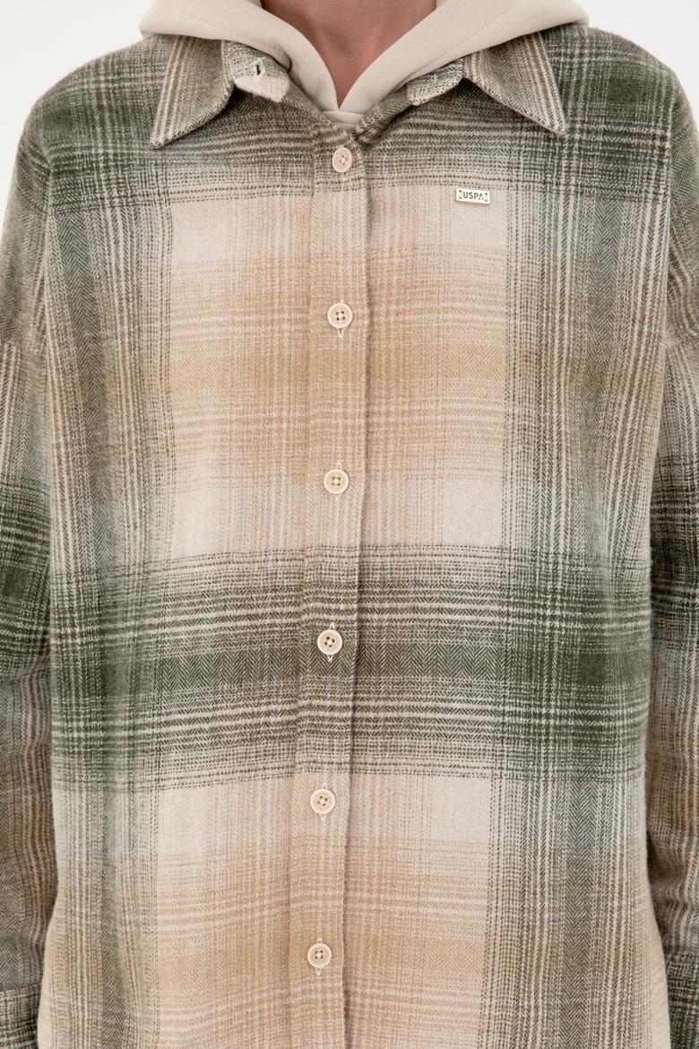 Kadın Haki Uzun Kollu Gömlek - 50297439019