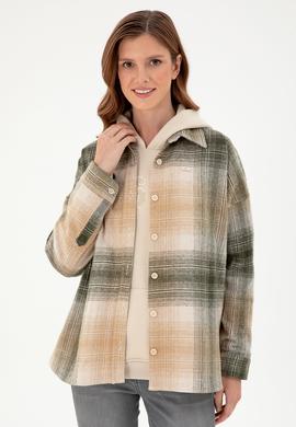 Kadın Haki Uzun Kollu Gömlek - 50297439019