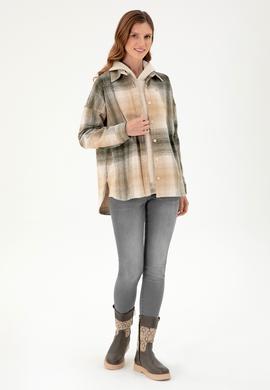 Kadın Haki Uzun Kollu Gömlek - 50297439019