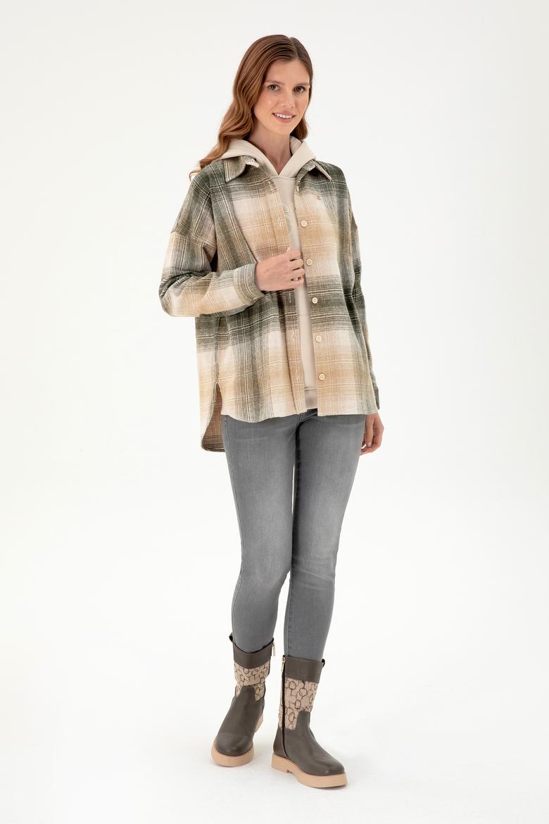 Kadın Haki Uzun Kollu Gömlek - 50297439019