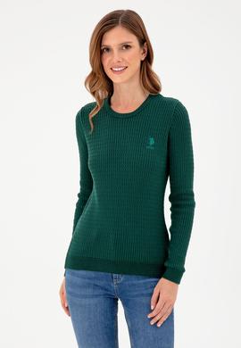 Kadın Koyu Yeşil Basic Kazak - 50288979003