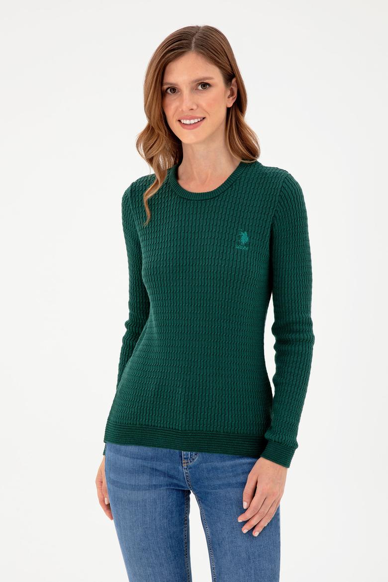 Kadın Koyu Yeşil Basic Kazak - 50288979003