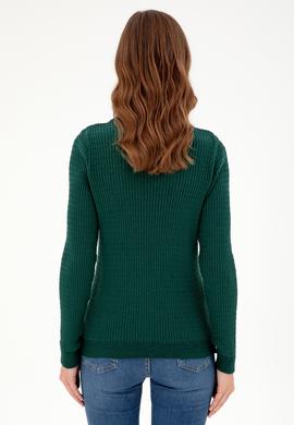 Kadın Koyu Yeşil Basic Kazak - 50288979003