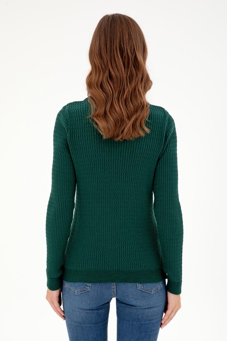 Kadın Koyu Yeşil Basic Kazak - 50288979003