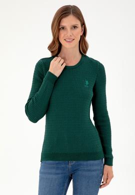 Kadın Koyu Yeşil Basic Kazak - 50288979003