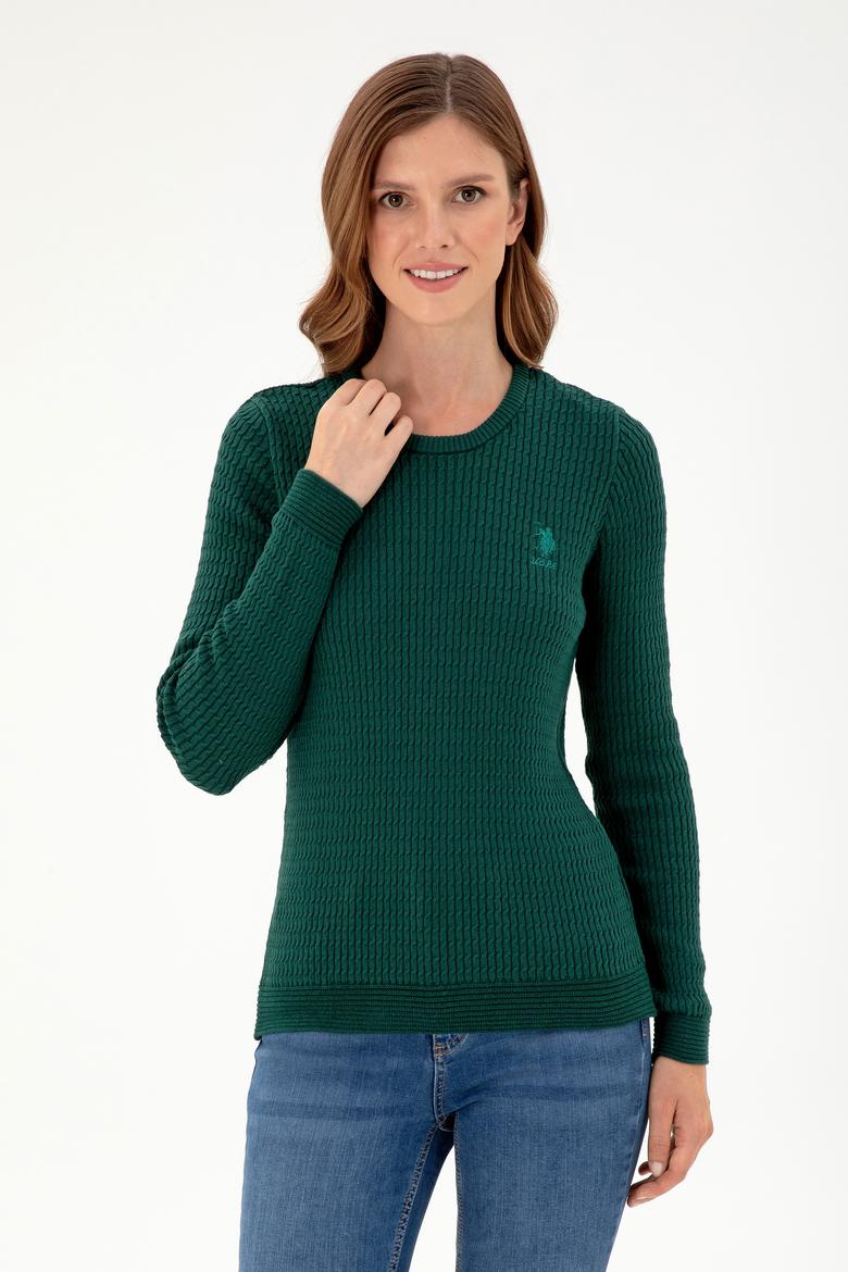 Kadın Koyu Yeşil Basic Kazak