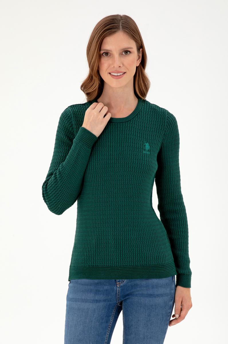 Kadın Koyu Yeşil Basic Kazak