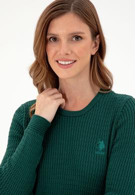 Kadın Koyu Yeşil Basic Kazak - 50288979003