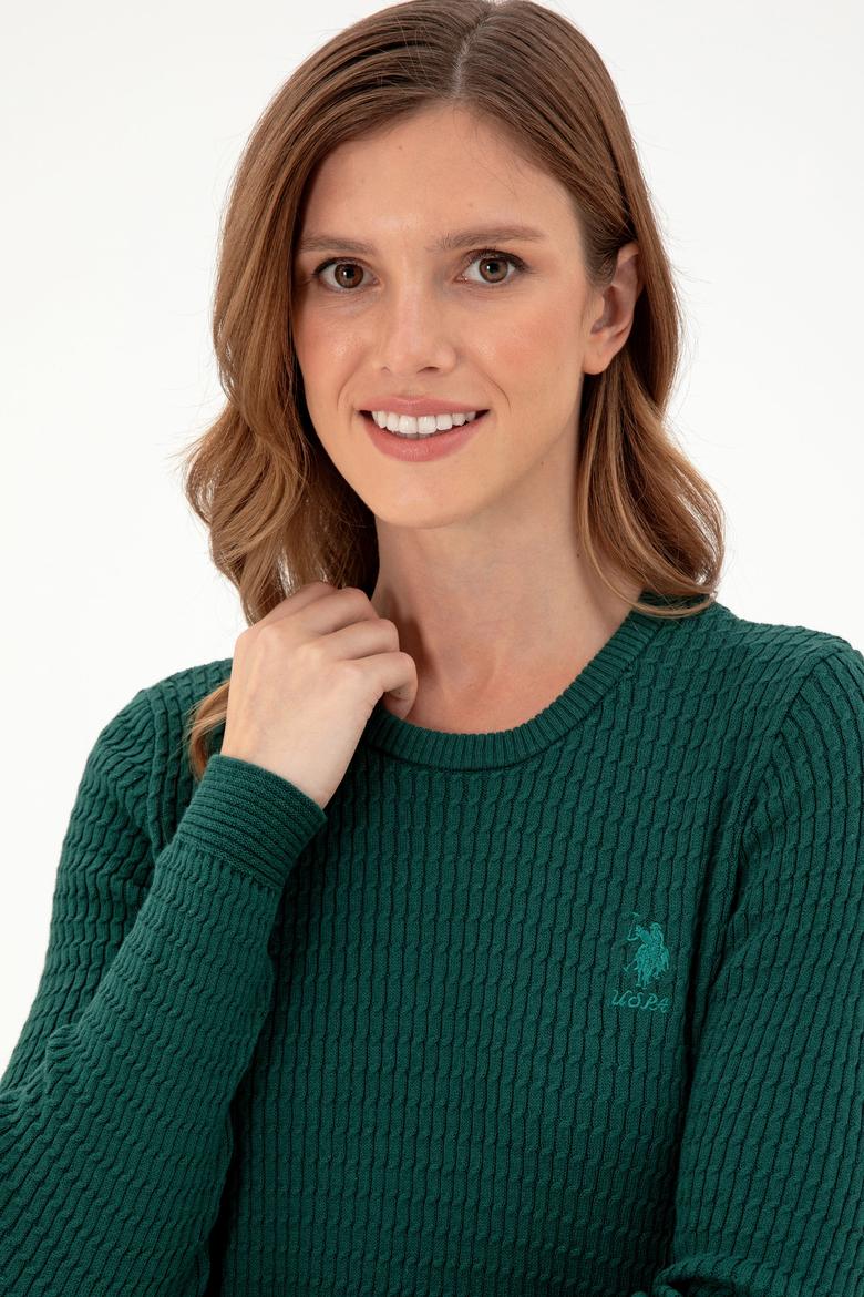 Kadın Koyu Yeşil Basic Kazak - 50288979003