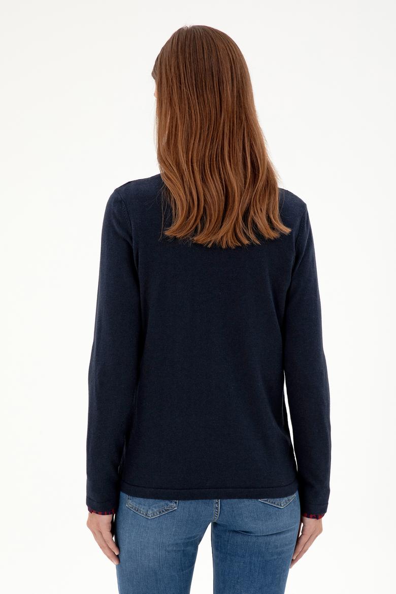 Kadın Lacivert Basic Triko Hırka - 50288991052