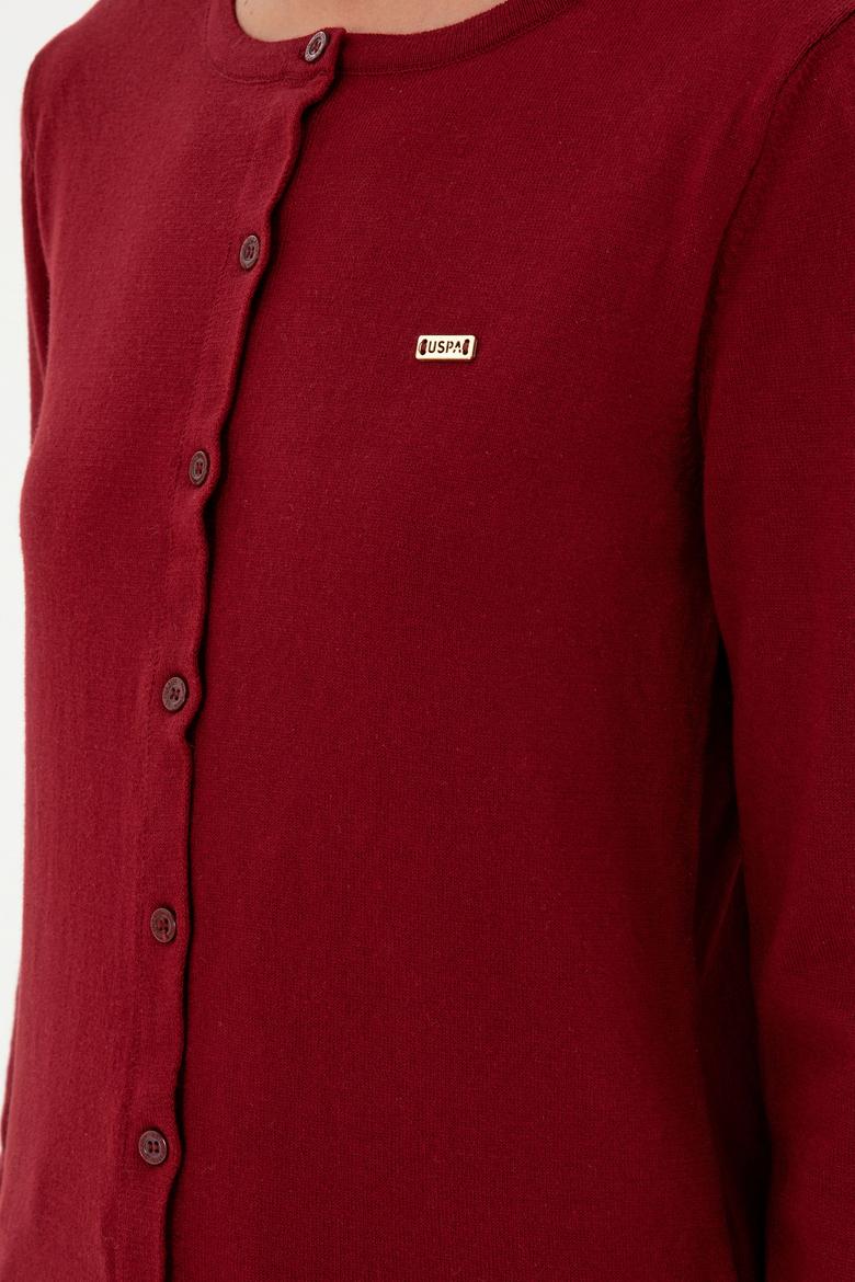 Kadın Bordo Basic Triko Hırka - 50288996021