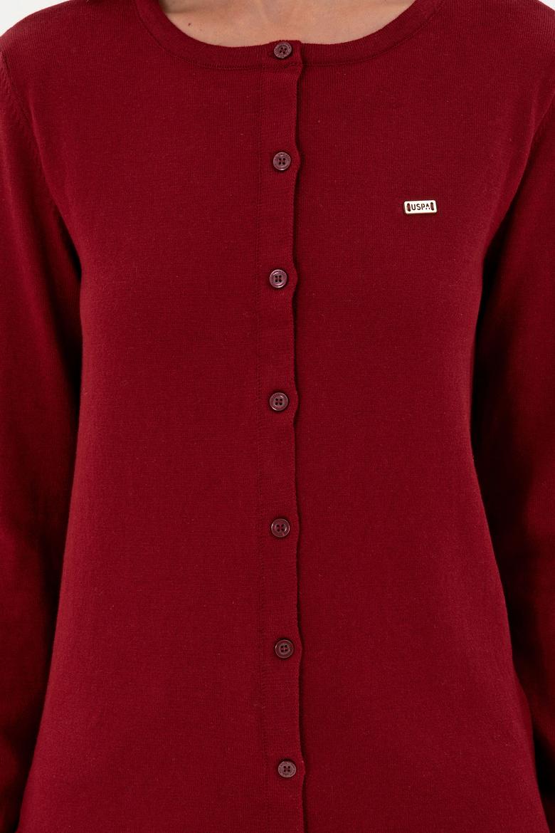 Kadın Bordo Basic Triko Hırka - 50288996021